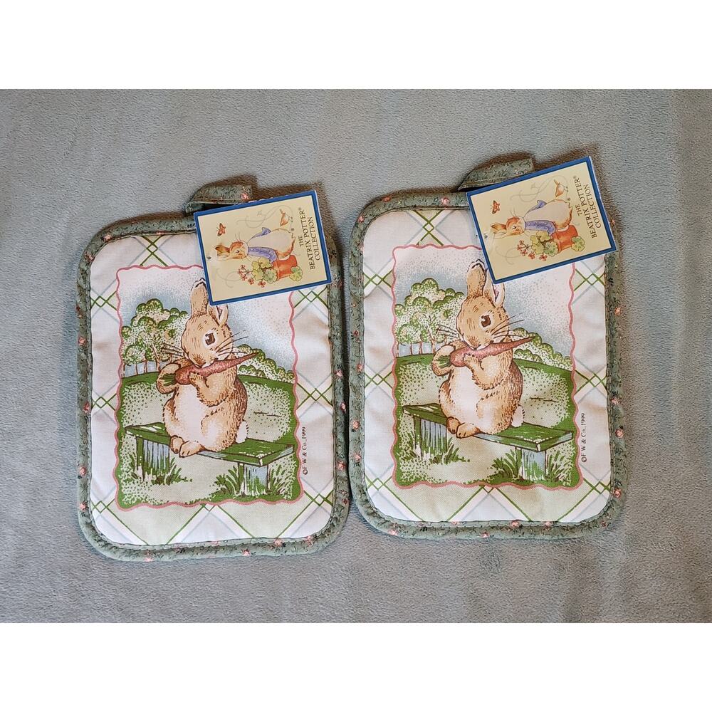 NWT Vintage Cecil Saydah Good Bunny Potholders Set of 2
